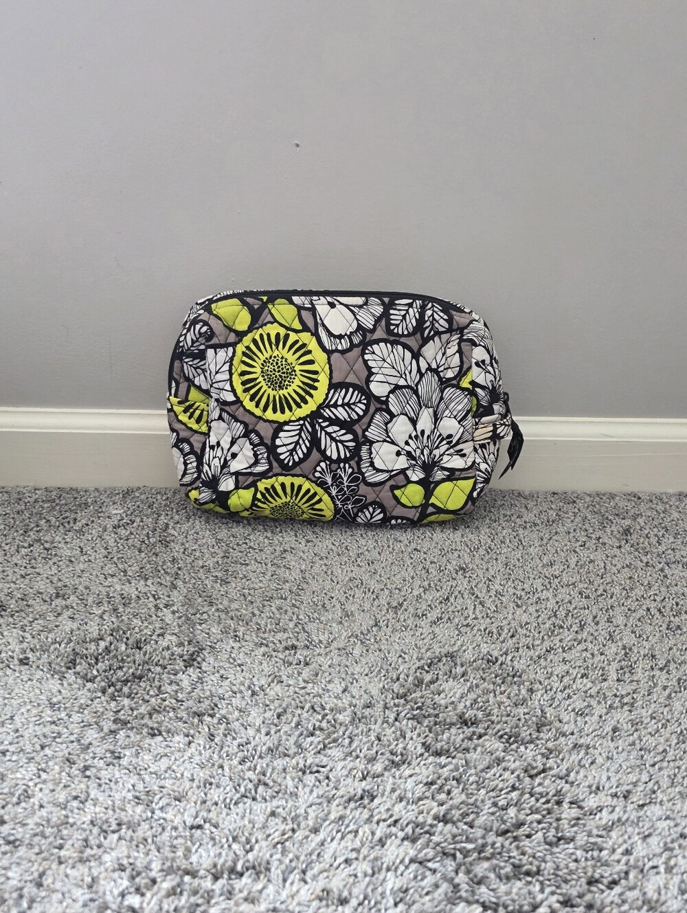Vera Bradley Citron Floral Quilted Makeup Bag